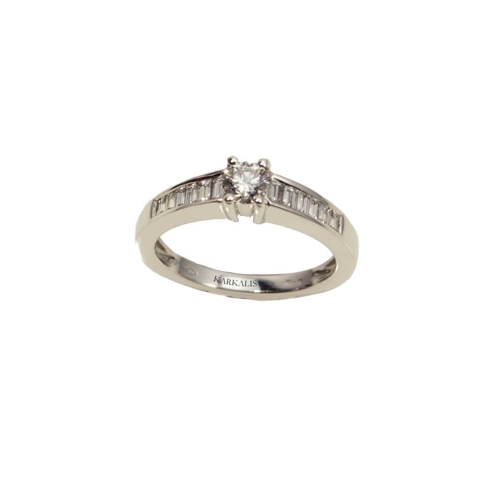 Gold K18 Engagement ring, Diamonds 0.83 ct