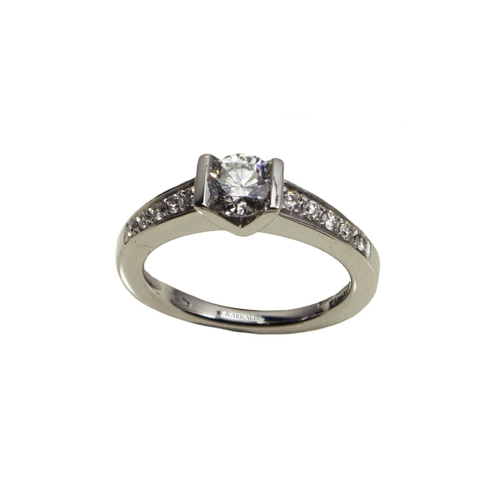 Gold K18 Engagement ring, Diamonds 0.97 ct