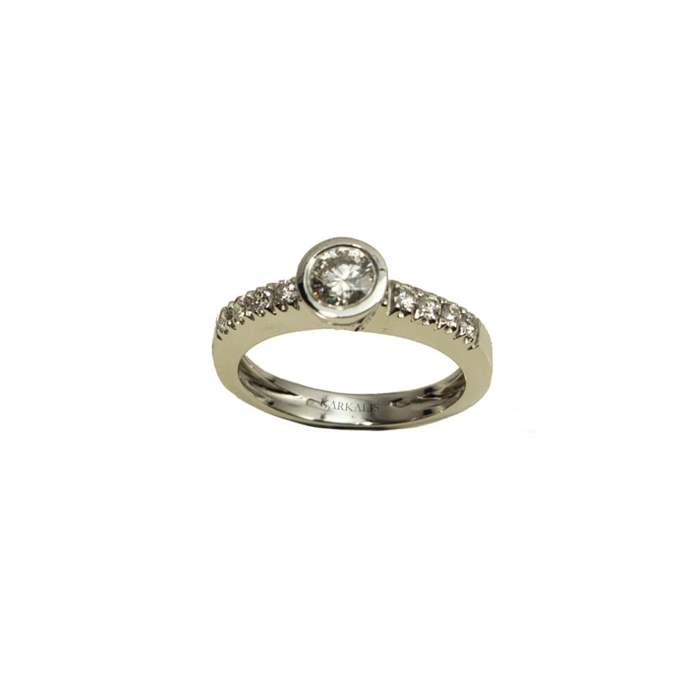 Gold K18 Engagement ring, Diamonds 0.93 ct