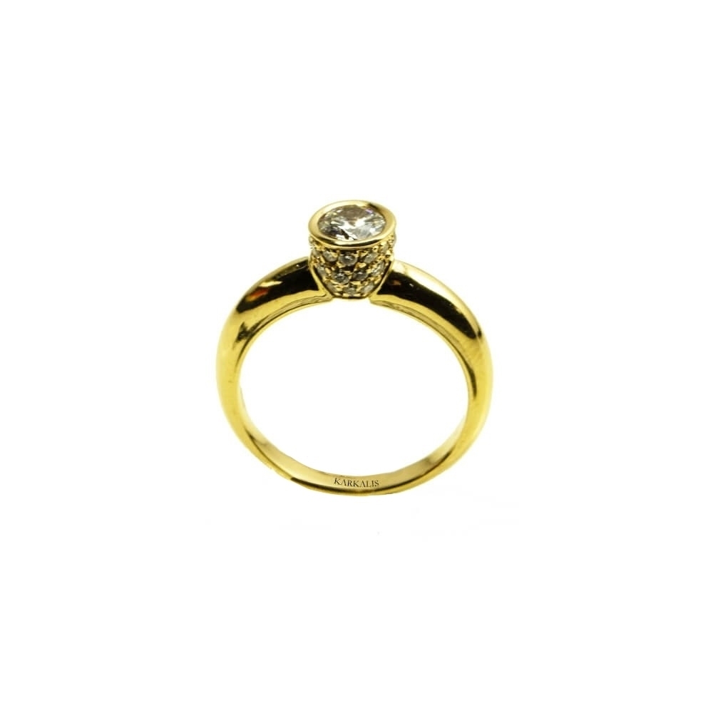 Gold K18 Engagement ring, Diamonds 0.79 ct