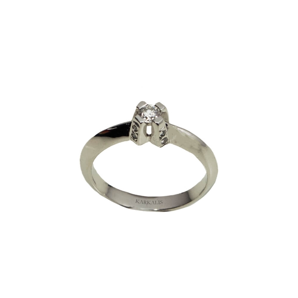 Gold K18 Engagement ring, Diamonds 0.22 ct.