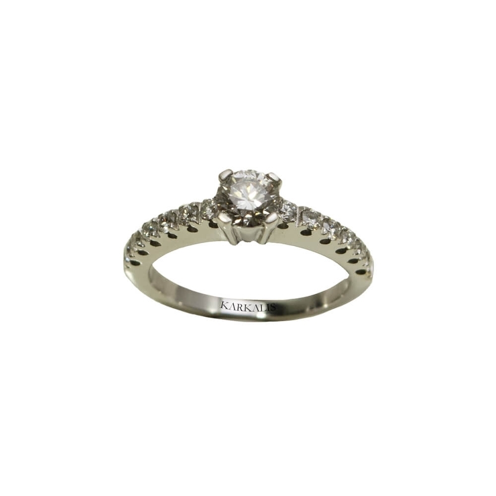 Gold K18 Engagement ring, Diamonds 0.88 ct
