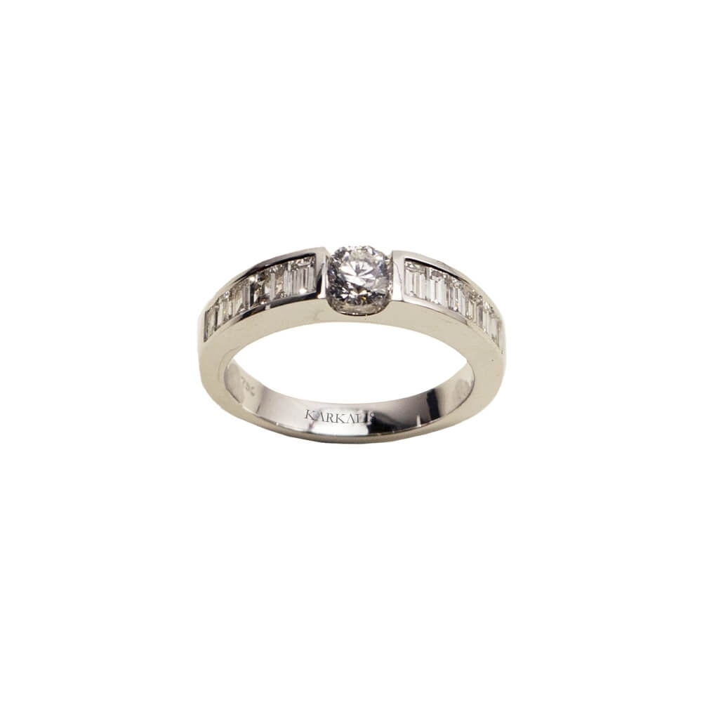 Gold K18 Engagement ring, Diamonds 1.27 ct