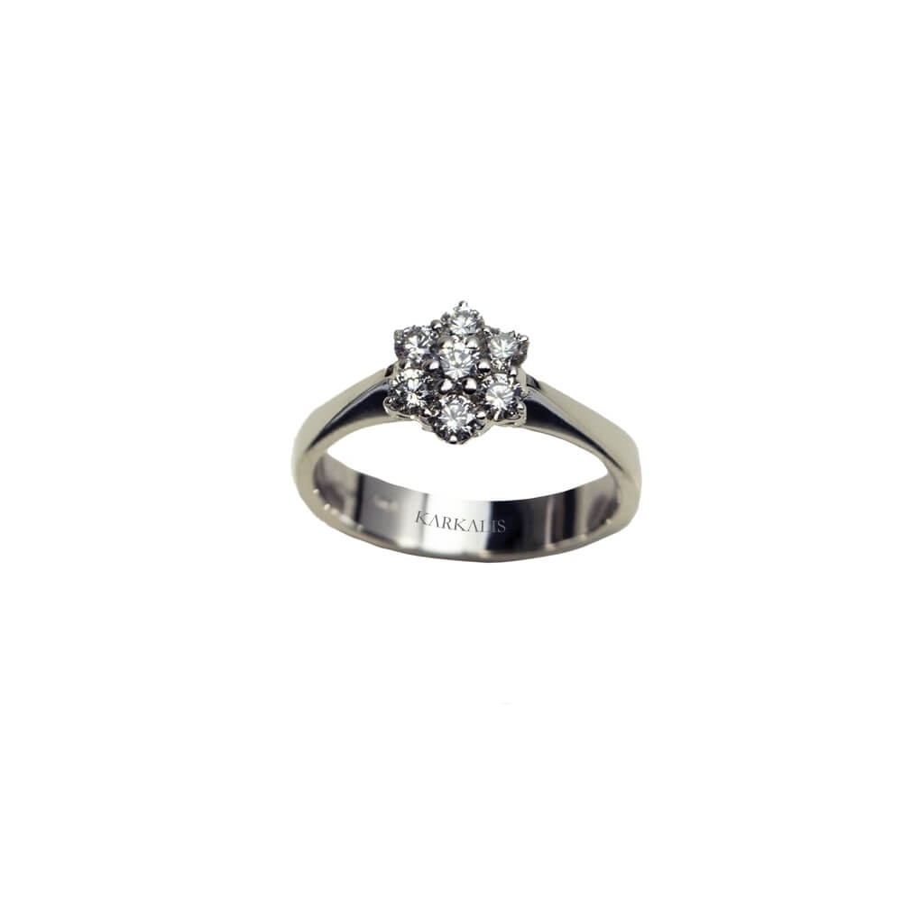 Gold K18 Engagement ring, Diamonds 0.49 ct
