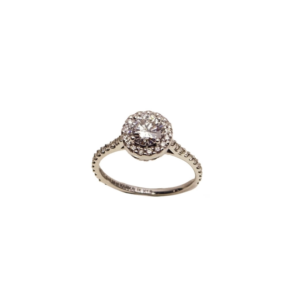 Gold K18 Engagement ring, Diamonds 1.06 ct
