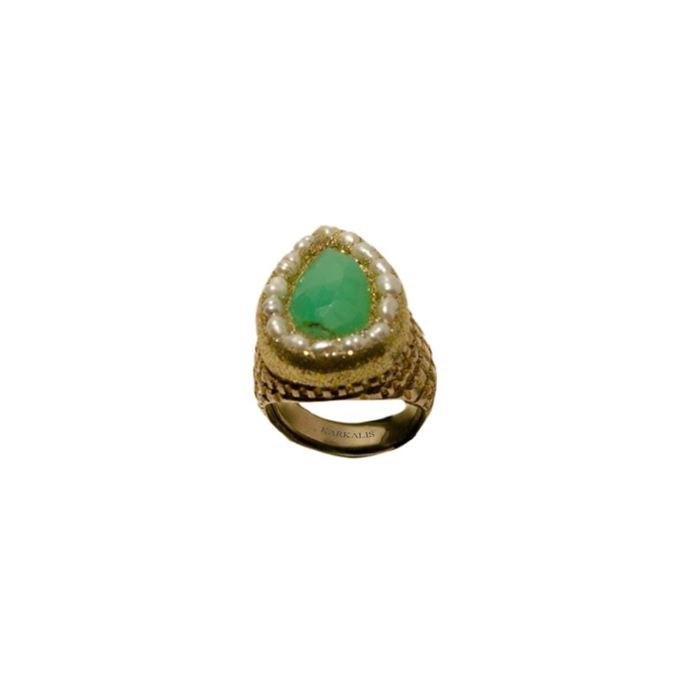 Ασημένιο Δαχτυλίδι 925, Πράσινος Αχάτης 