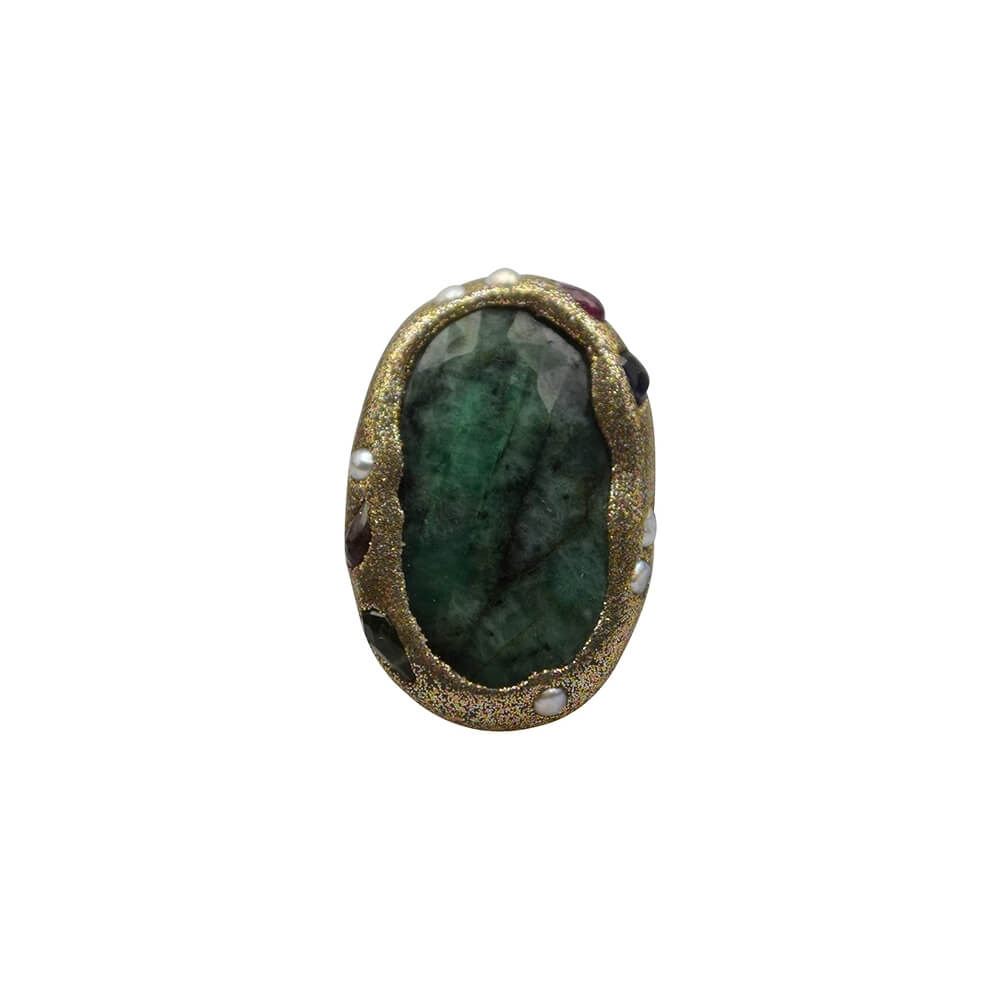 Silver Ring 925. Emerald & Ruby