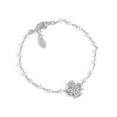 Silver Bracelet  925. Pearls & Zircon
