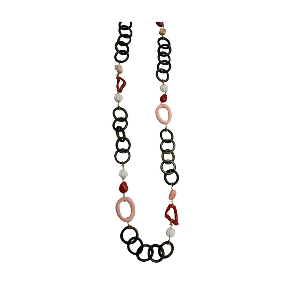 Silver Necklace 925 with Coral. 