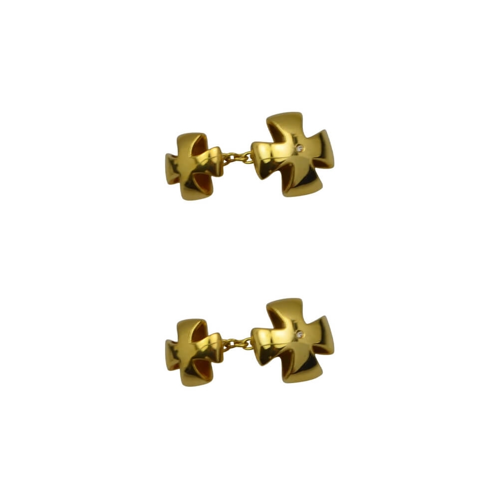 Gold Cufflinks, Diamonds 0.01 ct.