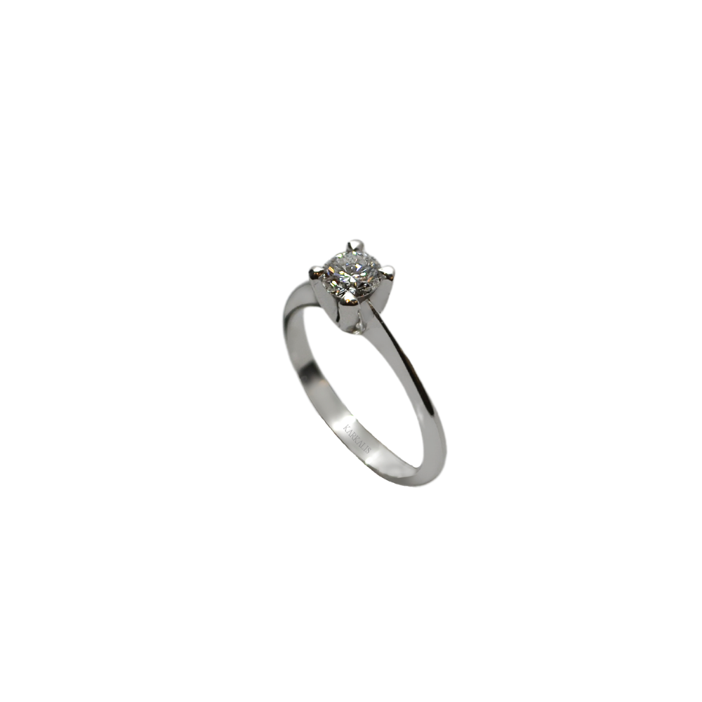 Gold K18 Engagement Ring with Diamonds 0.50 ct