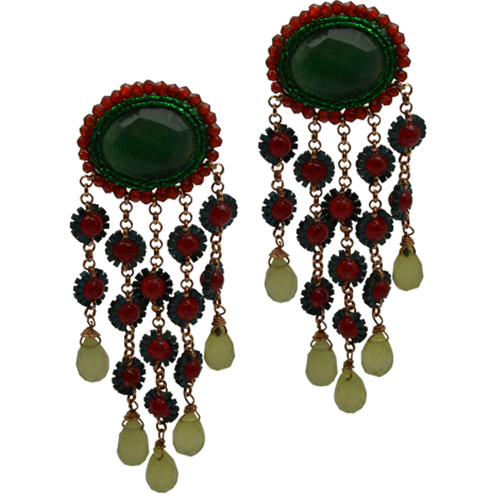 Silver Earrings 925 with Rubies and Emeralds. 