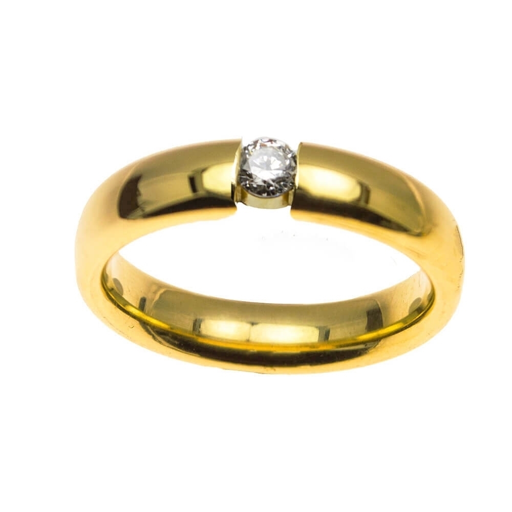 Gold Wedding Ring K18. Diamonds 0.25 ct