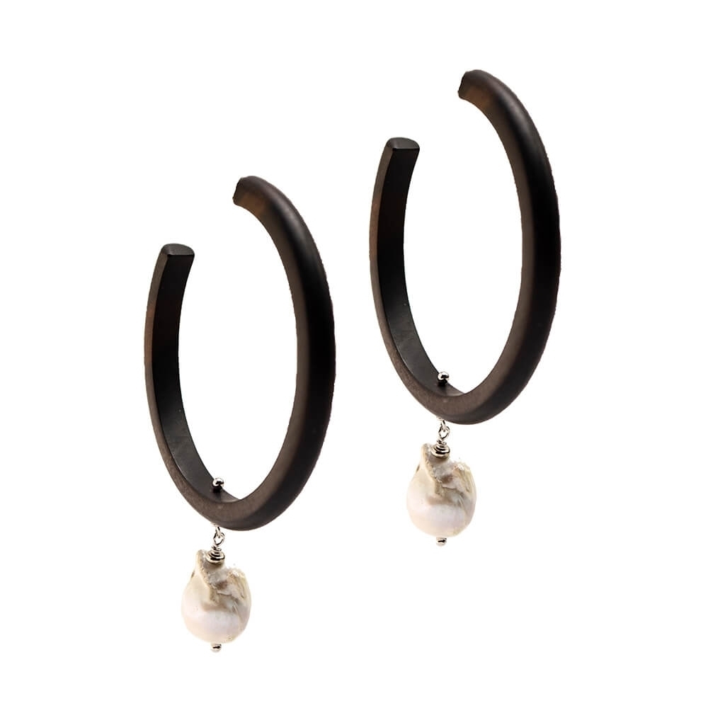 Silver Earrings 925 with Ebony. 
