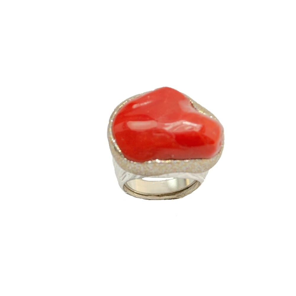 Silver Ring 925 with Coral.